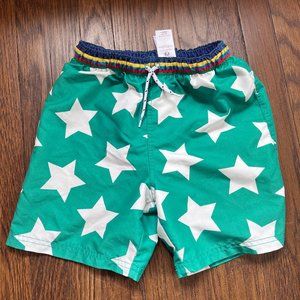 Boden Kids Bathing Suit Bottom "Woven Trunks - Green Pepper Stars"